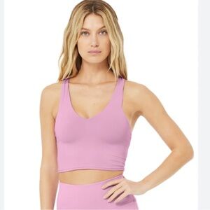 NWT Alo Yoga Airbrush Real Bra Tank Medium Pink Lavender Cropped Workout Top